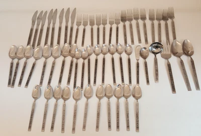 Vintage Japanese flatware set of 56 pieces scroll flowers - Image 1 of 4