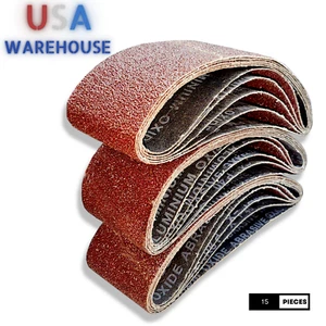 "Paquete de 15 cinturones de lijado de óxido de aluminio de grano Mastercraft X-Weight 40 3"" x 21" - Imagen 1 de 2
