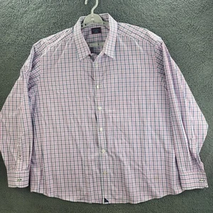 Camisa Untuckit Rosa Azul Para Hombres 3XLC Guinga Cuadros Manga Larga Botón 3XL Informal - Imagen 1 de 11