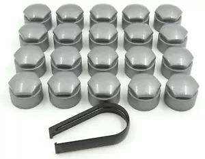 NEU! RADMUTTERABDECKUNGEN FÜR AUDI ALLE MODELLE SCHRAUBENKAPPEN 17mm ALU GRAU RUND X20 - Bild 1 von 6