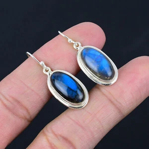 Labradorite Gemstone Solid 925 Sterling Silver Earring Jewelry For Girl E-2170 - Picture 1 of 4
