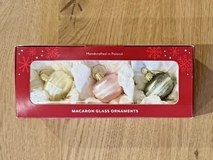 Sur La Table MACARON Box Set of 3 Hand Blown Glass ORNAMENTS Poland NEW NIB MINT - Picture 1 of 7