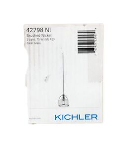 KICHLER 1-Light Brushed Nickel Kitchen Mini Pendant Hanging Light Clear Glass