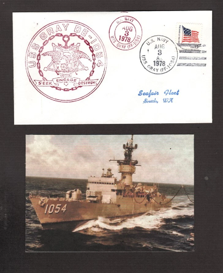 USS Gray - (FF-1054) - Cubierta del barco naval - 3 de agosto de 1978 Foto 1 de 1