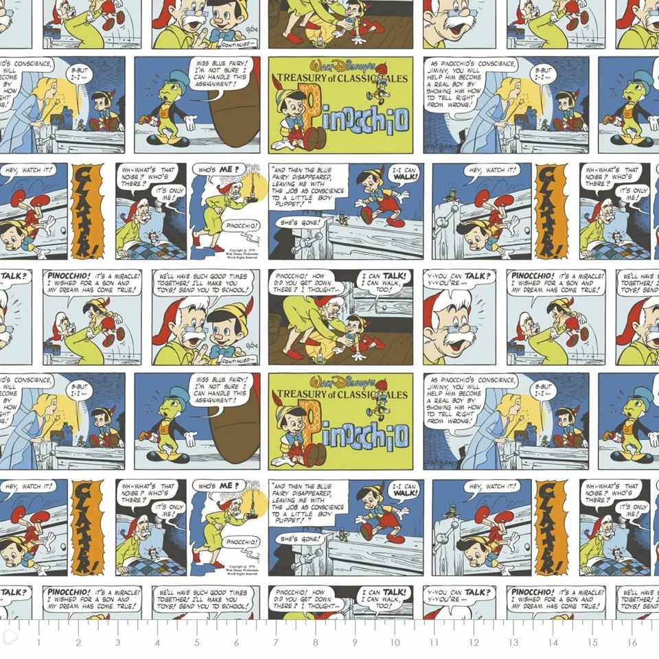 Camelot Fabrics Disney's Pinocchio Comic Multi Cotton Fabric by the Yard - Image 1 of 1