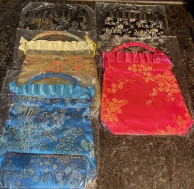 Lot of 5 New Satin Like Lightweight ~ 5 Colors ~ 7" high w/ Bag/Purse Drawstring - Image 1 of 4