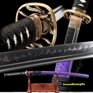 Handgefertigtes Katana japanisches Samurai-Schwert scharf T10 Stahl mit tongehärteter Klinge - Bild 1 von 11