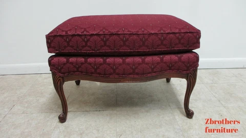 Hickory White French Country Carved Living Room  Foot Stool Ottoman A Cover
