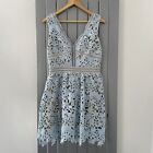New Look Premium blue & nude crochet cut out dress size 10 