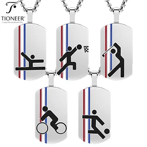 Collar con etiqueta para perro atlético de acero inoxidable de los Juegos Olímpicos/Deportes con grabado gratuito - Imagen 1 de 17