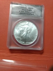 1986 (S) $1 AMERICAN SILVER EAGLE ANACS MS70 *** First Strike Coin **ANACS* - Picture 1 of 6