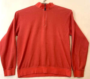 Orvis Mens Pullover Sweater 1/4 Zip Red Large Knit Mock Neck Long Sleeve Sz L - Picture 1 of 12