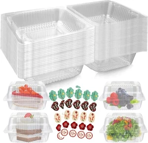 50PCS Boxes Individual for Cake Slice Portions, 5.5 Inch Clear Boxes for Food, U - Picture 1 of 7
