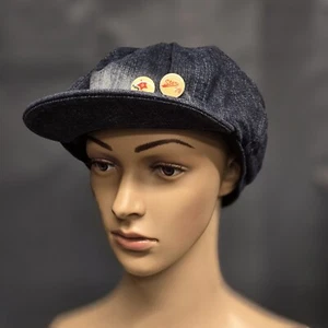 Denim Newsboy Cap, Denim Cap, Newsie, Bleached Denim Hat, Summer Hat, Gatsby Cap - Picture 1 of 6