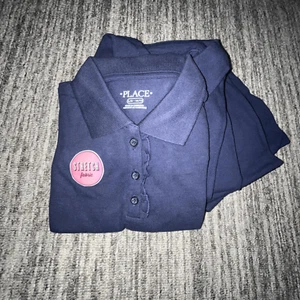 The Children’s Place Girls School Uniform Polo Size L 10/12 Navy Ruffle Lot Of 5 - Picture 1 of 3