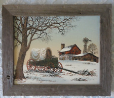 Painting Signed by Artist & Framed With Rustic Wood Barn 8 x 10 Scene