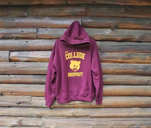 Vintage Kanye West The College Dropout Hoodie Size Large Y2K Rap Hip Hop Bear - Picture 1 of 9