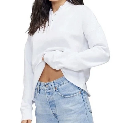 Sudadera Wildfox Miami Henley Blanca Limpia Manga Larga Calce Relajado L Foto 1 de 4