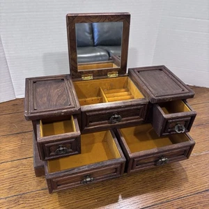 Vintage Pat Yoshikawa Japan Wooden Jewelry Box W Yellow Felt Lining - Picture 1 of 13