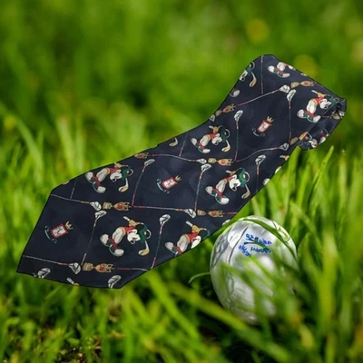 Disney Mickey Mouse VTG Blue 100% Silk Golf Tie Atlas Design Sweden Trophy - Image 1 of 4