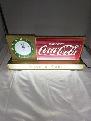  Coca Cola Light Up Sign Clock 19"x9" - Image 1 of 4