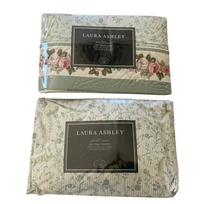 Laura Ashley Cottage Rose Twin Flat & Fitted Sheet Set 200 Thread Count - Image 1 of 4