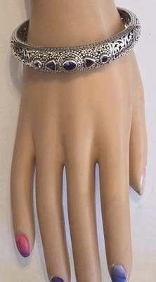 PULSERA Sarda Bali .925 vintage de plata de ley con amatista facetada 33,2 g Foto 1 de 4