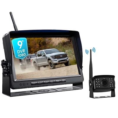 Backup Reverse Rear 1080P Camera+Digital Wireless 9''Quad Split AHD Monitor DVR - Image 1 of 4