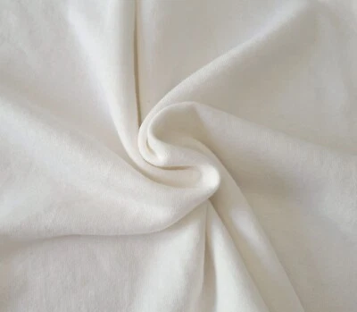 Hemp Organic Cotton French Terry Knit Fabric by Yard Off White PFD 350GSM 7/24 - Image 1 of 4