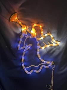 Christmas lighted plastic trumpet herald angel wall décor, 70" electrical cord - Picture 1 of 12