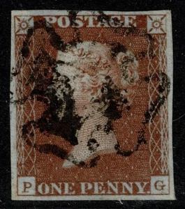 1841 1d Piatto Rosso Nero 11 PG 4m Insolito intasato MX usato molto bene cat. £130,00 - Foto 1 di 1
