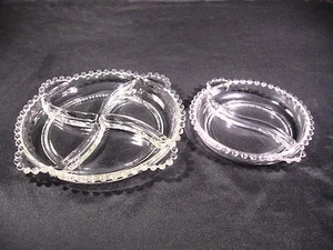 Imperial Glass Ohio Candlewick Divided Plates (1) 4 Part (1) 2 Part Group of 2 - Picture 1 of 12