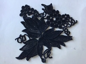 7 PCS VINTAGE LOVELY BLACK GRAPES RAYON VENISE APPLIQUE - Picture 1 of 3