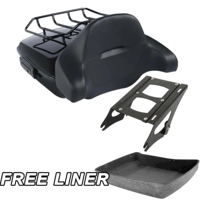 Chopped Trunk Backrest Pad Mount Rack Fit For Harley Road Glide King 14-25 Black - Image 1 of 4