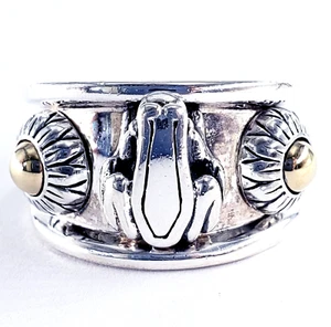 BARRY KIESELSTEIN CORD Sterling Silver 14K Gold Frog & Flower Ring Womens Size 6 - Picture 1 of 8