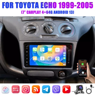 7'' WIRELESS CARPLAY FOR TOYOTA ECHO 1999-05 ANDROID 13 CAR STEREO GPS HEAD UNIT - image 1 of 4