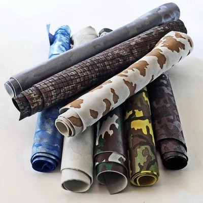 Sucatas de couro CAMUFLAGEM peças de couro italiano texturizado para artesãos 1 lbs - Imagem 1 de 4
