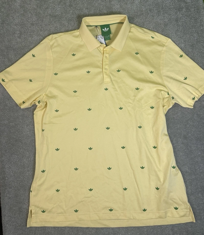 adidas Originals Printed Trefoil Polo Golf Shirt Almost Yellow JM8257 Sizes Med