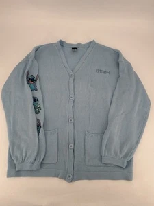 Disney Lilo & Stitch Blue Embroidered Cardigan Sweater Size XL - Picture 1 of 4