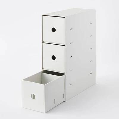 MUJI Recycled Polypropylene 3 Drawer Storage Box White Gray Small Organizer - Image 1 of 4