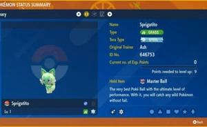 Shiny Sprigatito 6IVs Tera Type: Steel Pokémon Scarlet and Violet - Picture 1 of 3