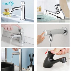 Bathroom Black Time Delay Faucet Hand Press Auto Self Closing Cold Saving Tap - Picture 1 of 117