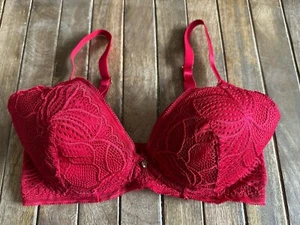 Natori 32D Red Padded Lace Coquette Underwire Luxe Bra - Picture 1 of 6