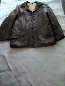 Fingerhut Mens Faux Leather Brown Lined Jacket Size 40 - Picture 1 of 23