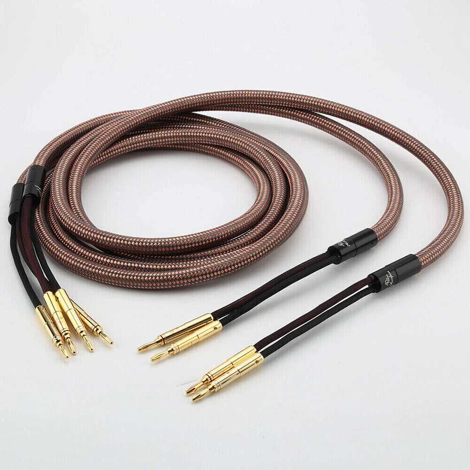 Pair Audiophile Accuphase 12AWG OCC HiFi Speaker Cable Audio Cable Banana Plug - Image 1 of 4