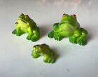 Set of 3 Vintage Miniature Plastic Frog Figurines Green Yellow Brown