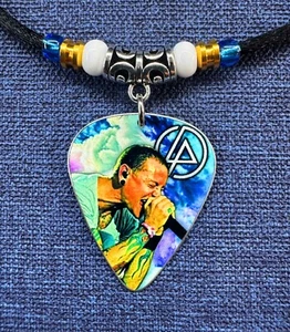 Chester Bennington Linkin Park Tribute Aluminum Guitar Pick Necklace - Picture 1 of 3