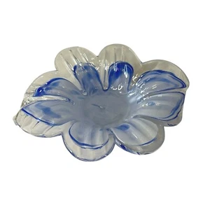 Plato de cristal remolino azul de Murano pedal de caramelo flor diseño pegatina floral Italia - Imagen 1 de 11