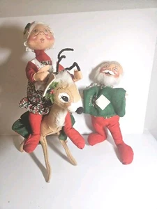 Vintage Annalee Mobilitee Dolls Santa Mrs. Claus / Reindeer Posable 1968 -1970 - Picture 1 of 16
