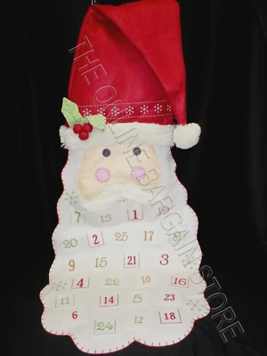 Pottery Barn Kids Santa Claus Face Advent Christmas Countdown Calendar Embroider - Image 1 of 2